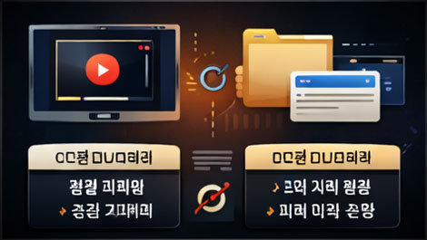 PC와 모바일 등 다양한 기기에서 AV 스트리밍을 이용하는 호환성 흐름을 보여주는 이미지