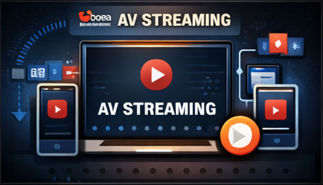 AV Streaming(AV 스트리밍) 개념과 재생 흐름을 한눈에 보여주는 AVKOREA 안내 이미지
