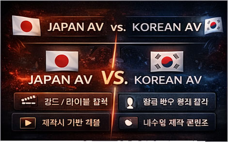 Japan AV와 Korean AV를 비교해 이해할 수 있도록 돕는 안내형 인포그래픽